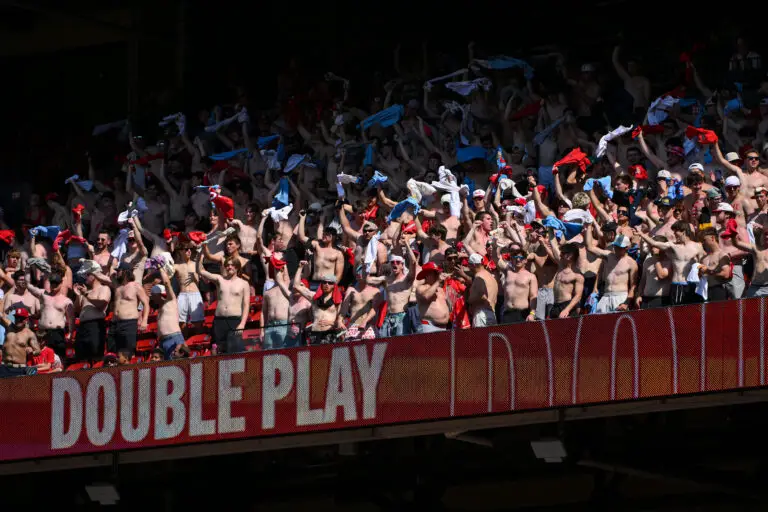 “Is This Really The MLB?” Walk-Off Home Run Sends Shirtless Fans Into Frenzy (Watch) May 17, 2026; St. Louis, Missouri, USA; A group of shirtless fans react after a the St. Louis Cardinals completed a double play against the Kansas City Royals during the ninth inning at Busch Stadium. Mandatory Credit: Jeff Curry-Imagn Images